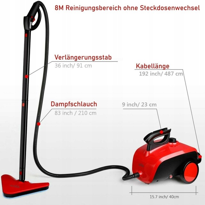 PAROWNICA SIMBR NV286 WIELOFUNKCYJNY MOP PAROWY 1500W 1,5L 108°C 4 bar Moc 1500 W