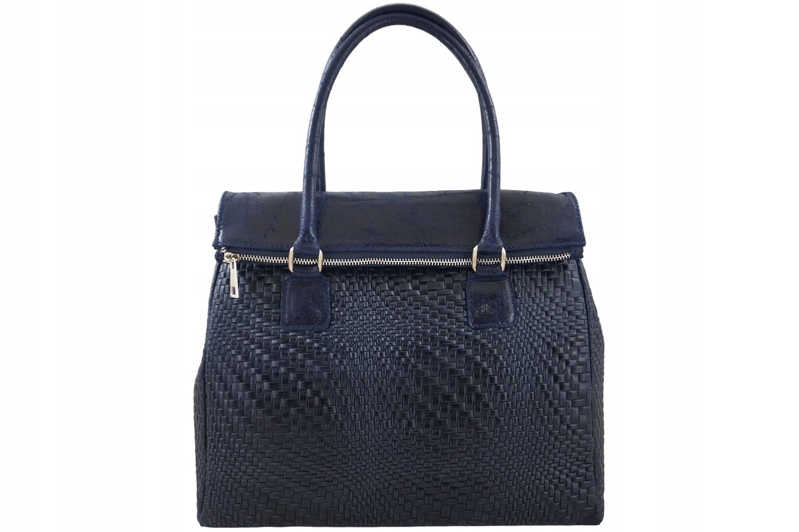 Elegantní kožená kabelka do práce modrá