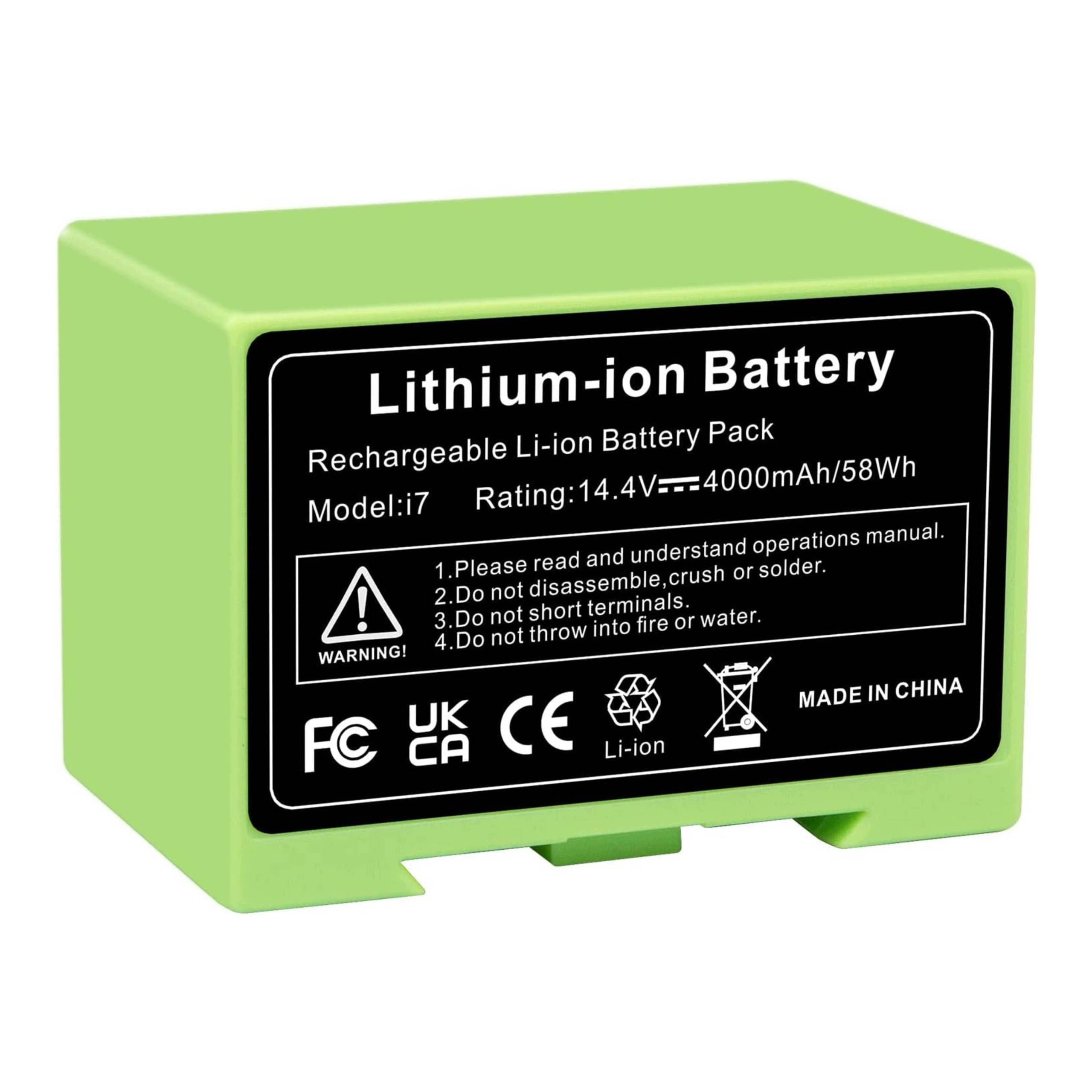 Náhradní lithiová baterie pro vysavač a robot 14,4 V 4000 mAh pro Roomba i7
