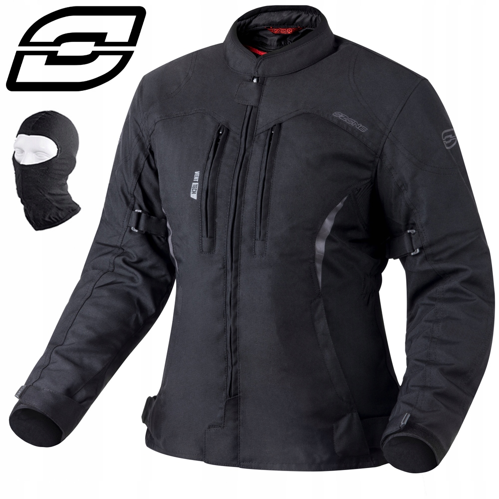 Dámska Textilná Motocyklová Bunda Ozone Delta Čierna Chrániče Sada
