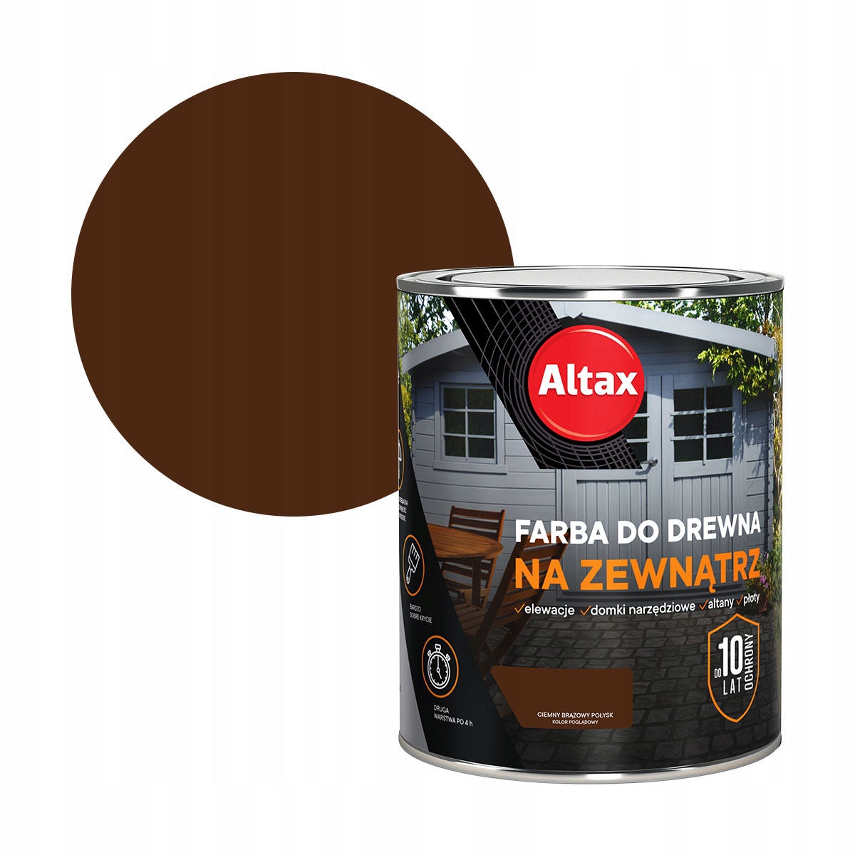 

Altax Farba Do Drewna 0,75L Ciemny Brązowy Połysk