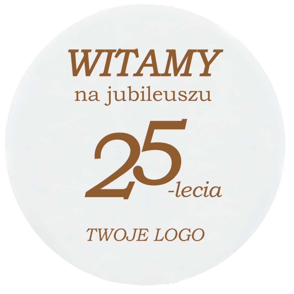 Dekorativní uvítací tabule na bílé kolo s firemním logem pro jubilejní ples