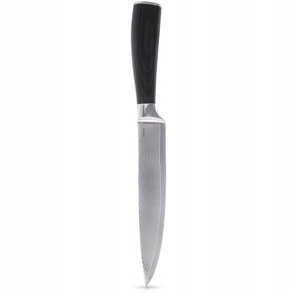 Kuchynský Nôž 17 CM 30,5 CM Damašková Oceľ, Drevo, Čierny Obal Na Zeleninu