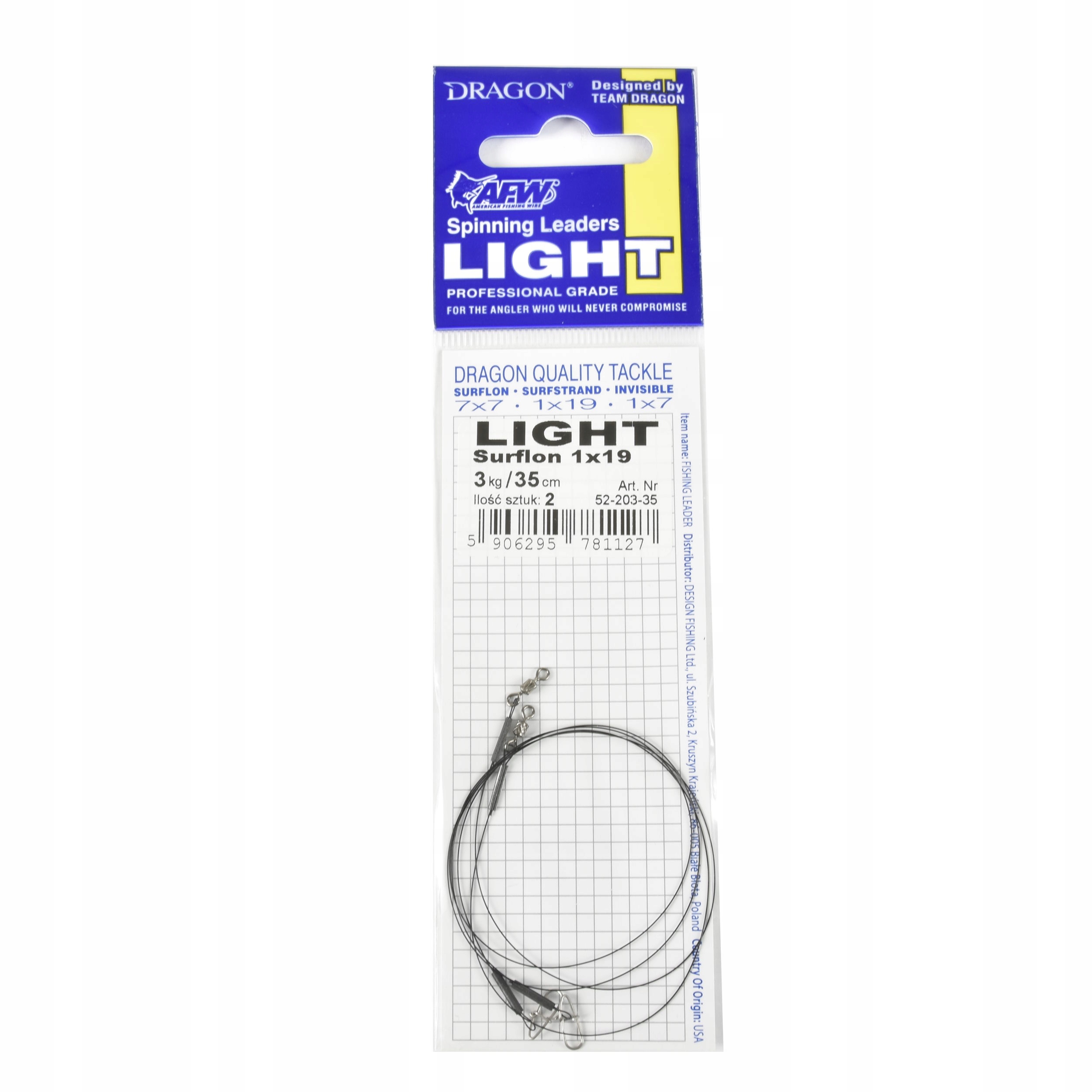 Przypon Dragon 1x19 Surflon Light 3kg 35cm op.2szt.