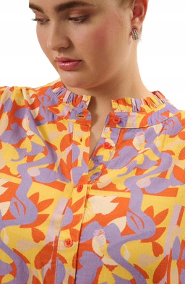 Tunika Plus Size Adia Elegantní Šaty S Oranžovým Vzorem A160 48