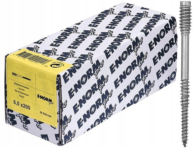 Distanční vruty dřevo/kámen Torx 6x120 mm 50 kusů E-NORMpro