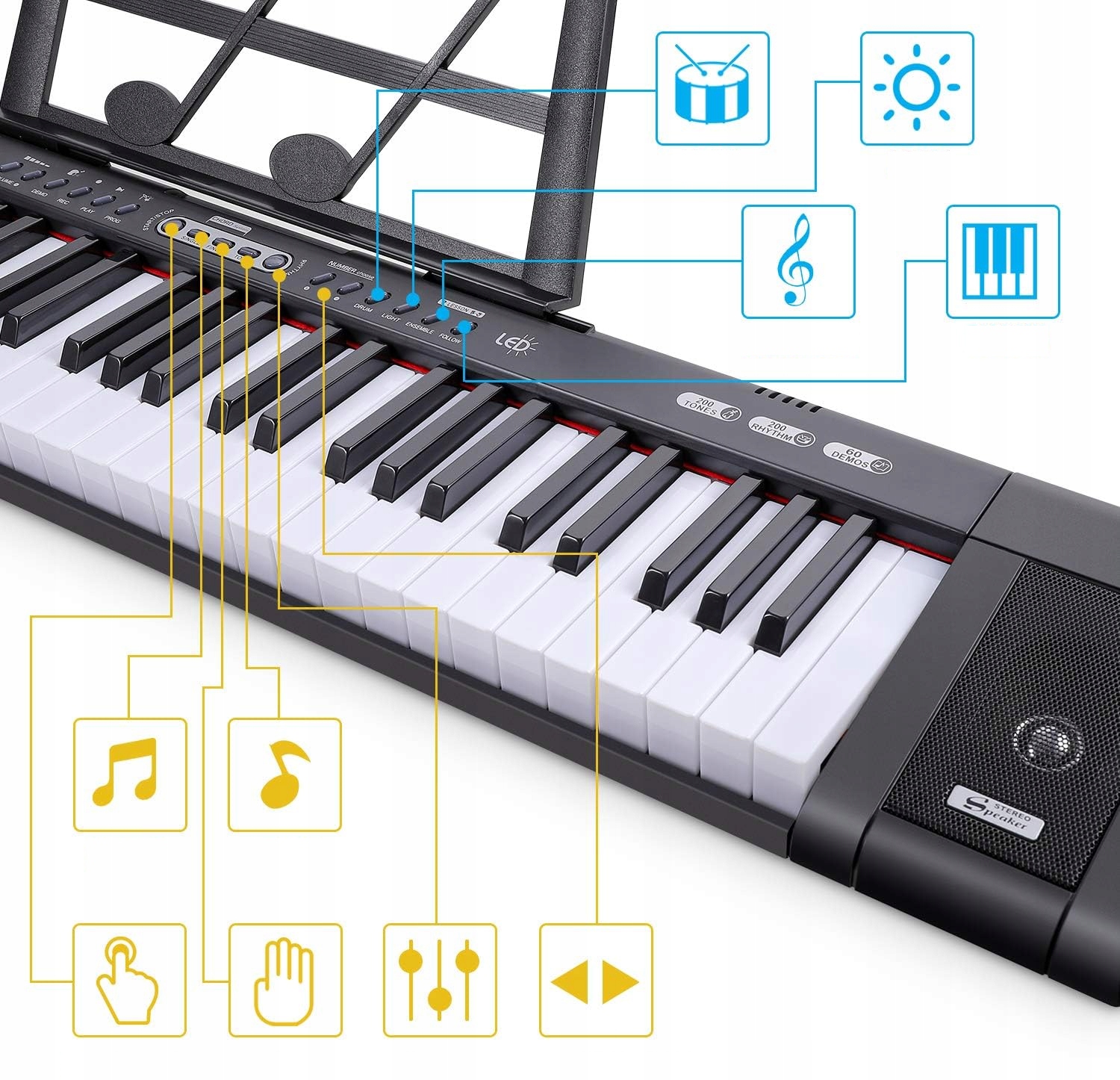DUŻY KEYBOARD 111cm PIANINO DO NAUKI 61 Model 6151L