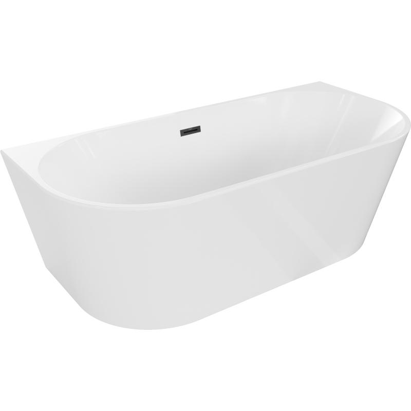Mexen Oval volně stojící obdélníková vana 150 x 75 cm, bílá, s černým přepa