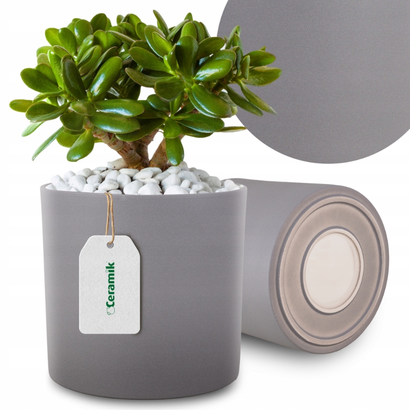 DONICA DONICZKA CERAMICZNA SZARA OSŁONKA DO KWIATÓW ROŚLIN 28 CM