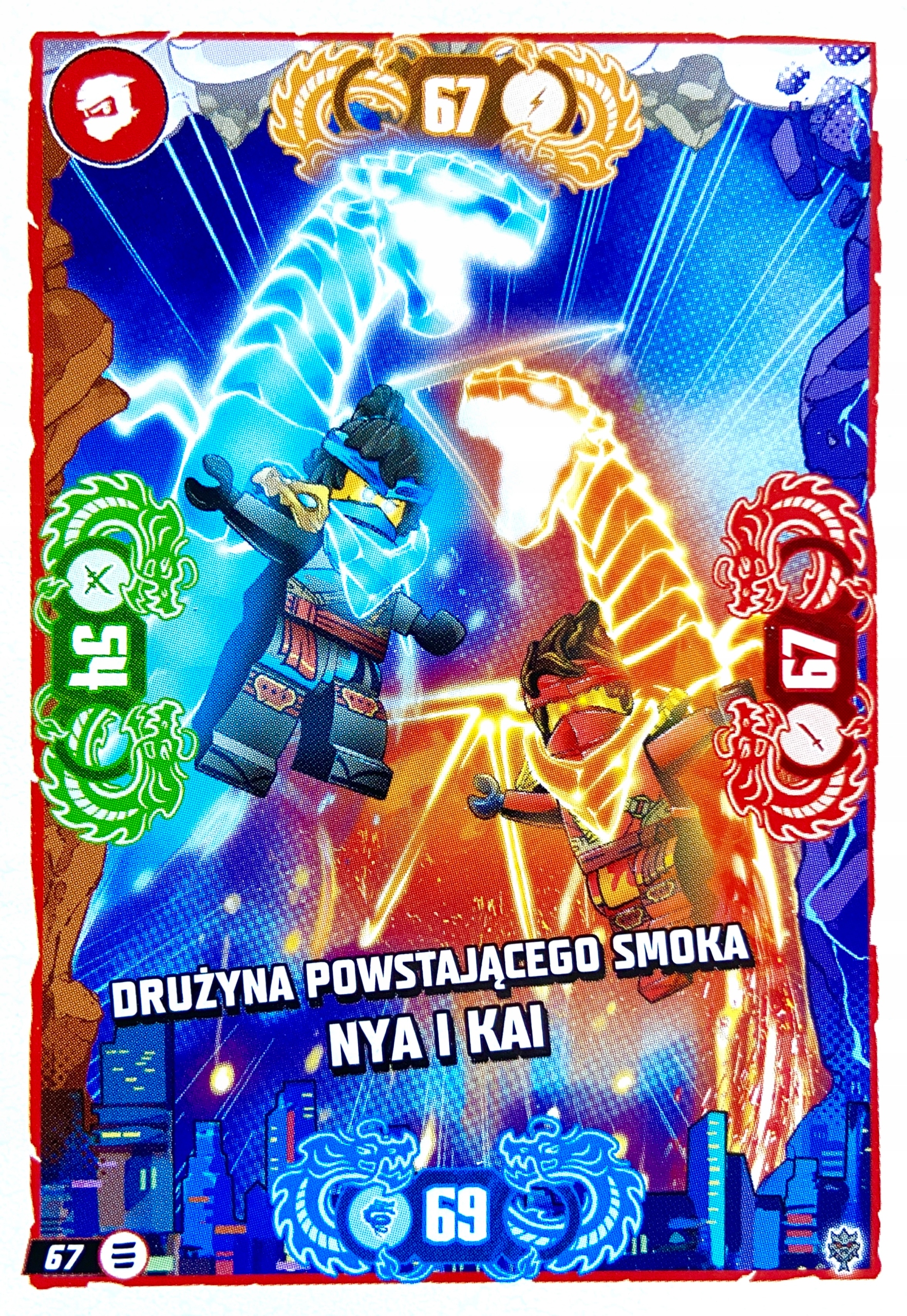 Lego Ninjago 2026 seria 11 karta 67 Drużyna Powstającego Smoka Nya i Kai