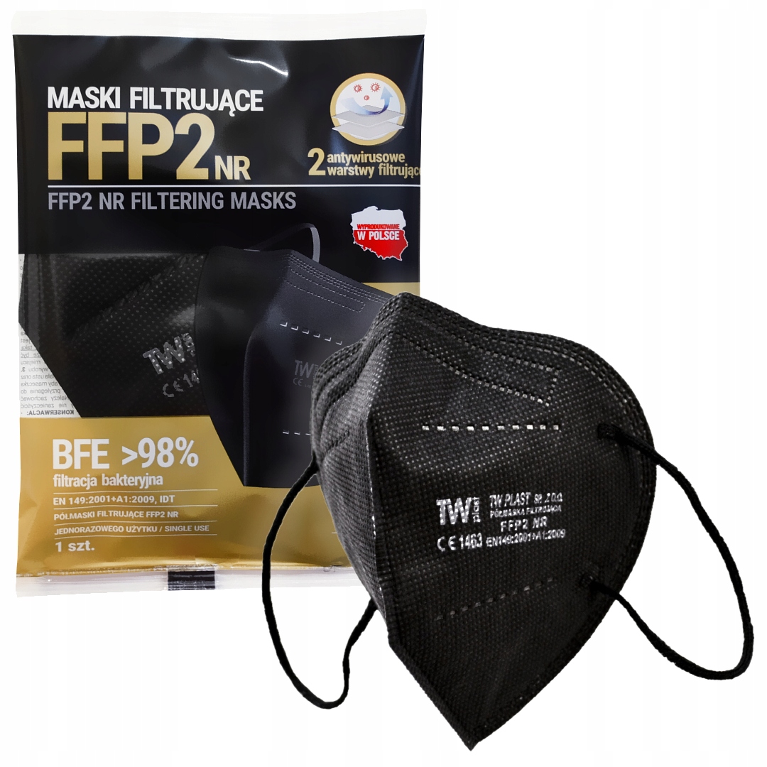 

Maska Ochronna FFP2 Maseczka Filtrująca Czarna x1