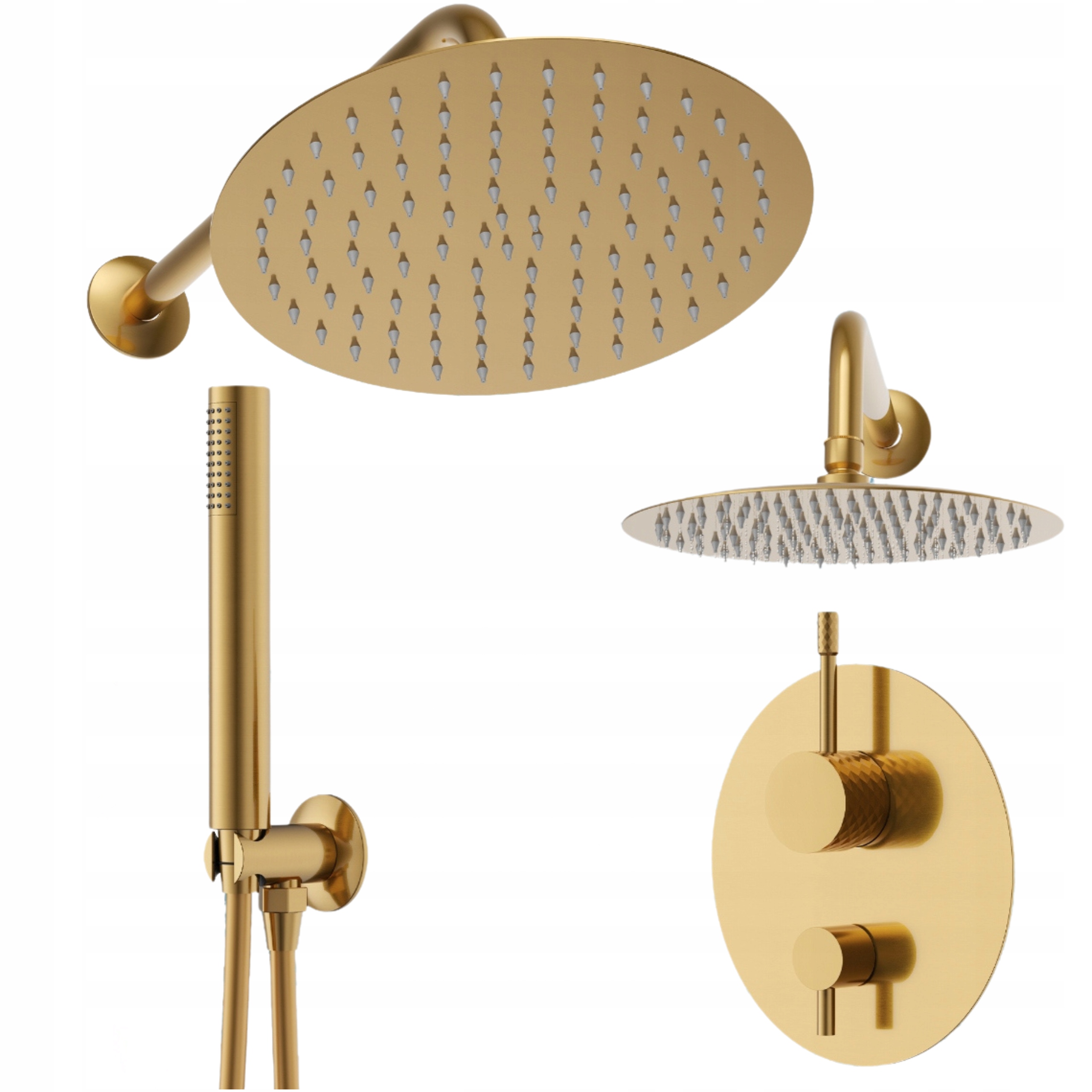 Glami zlatá podomietková sprchová súprava strieborná batéria s dažďovou sprchou