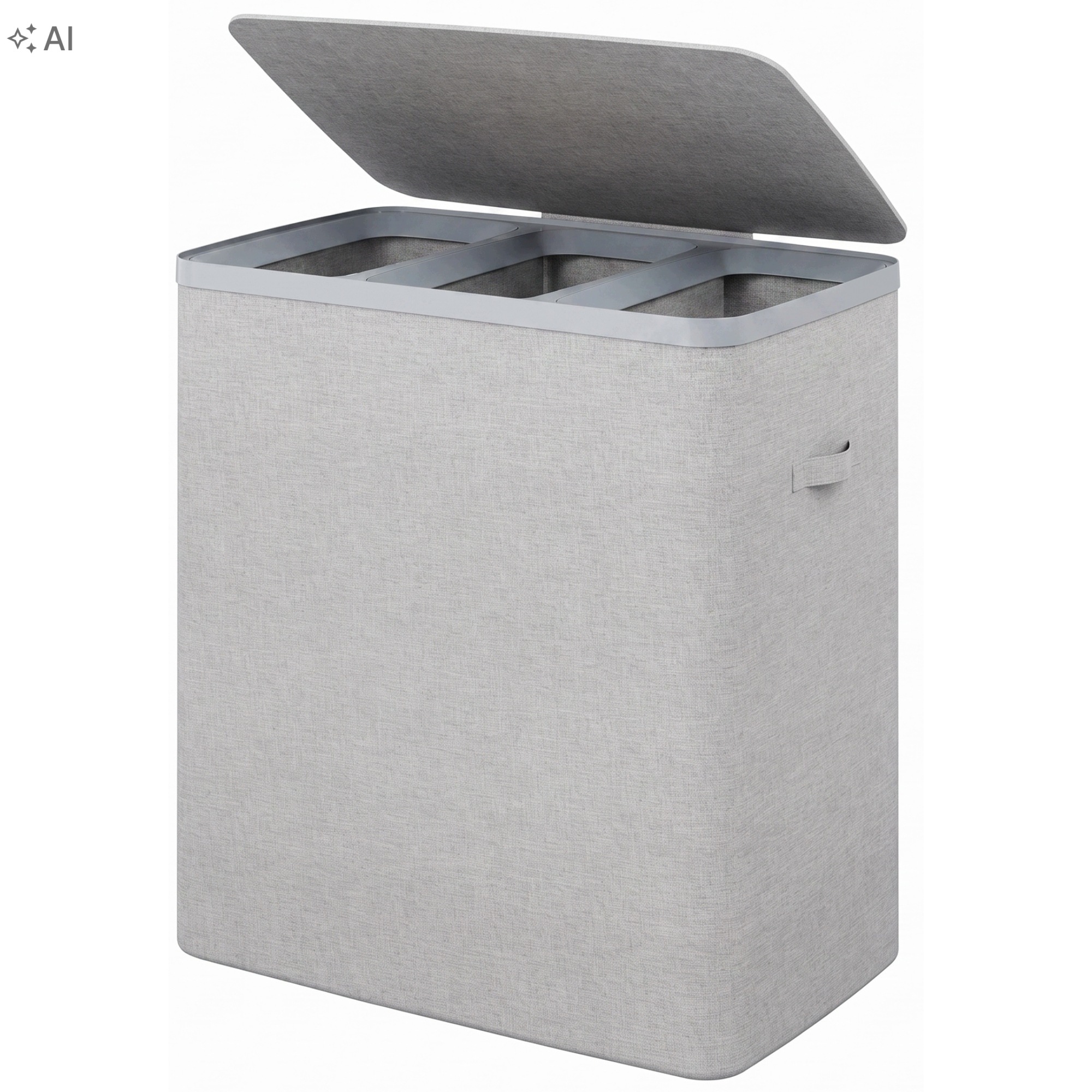 4CONVY koš na prádlo Slimbin s úzkým víkem, prostorný, 3 přihrádky, 3 x 40 l