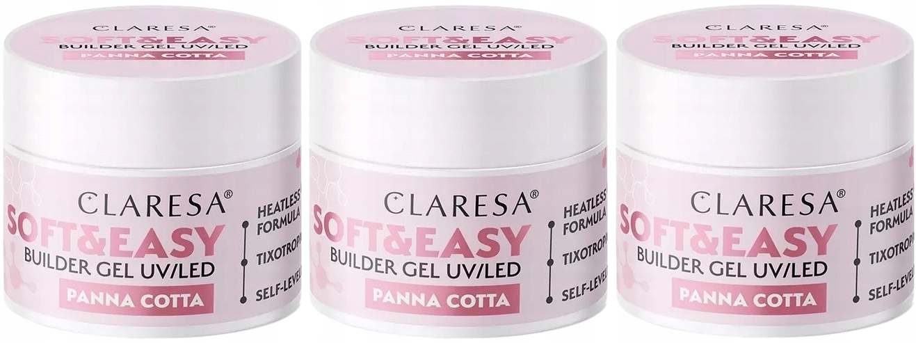 3 x Claresa Soft&Easy Builder Panna Cotta Stavební Gel 90G Durable