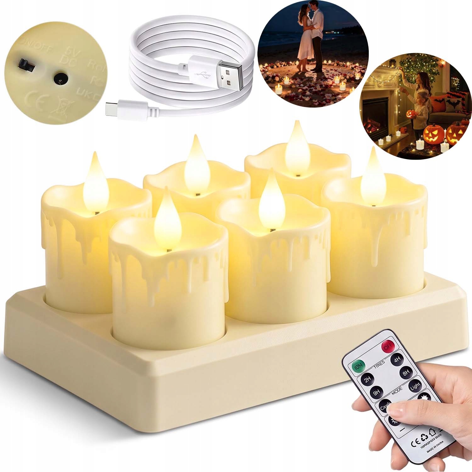 Led Svíčky Tealight Bezplamenné Blikající 6 Ks Teplé Automatické Časovače