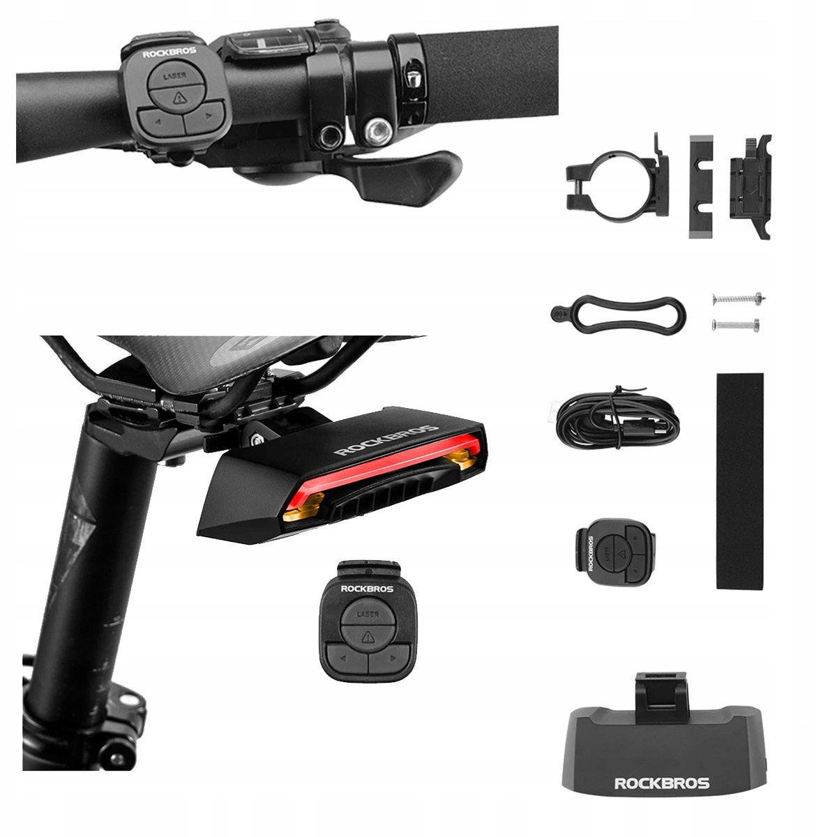 Zadní světlo na kolo s blinkry pod sedlo Rockbros, na kolo