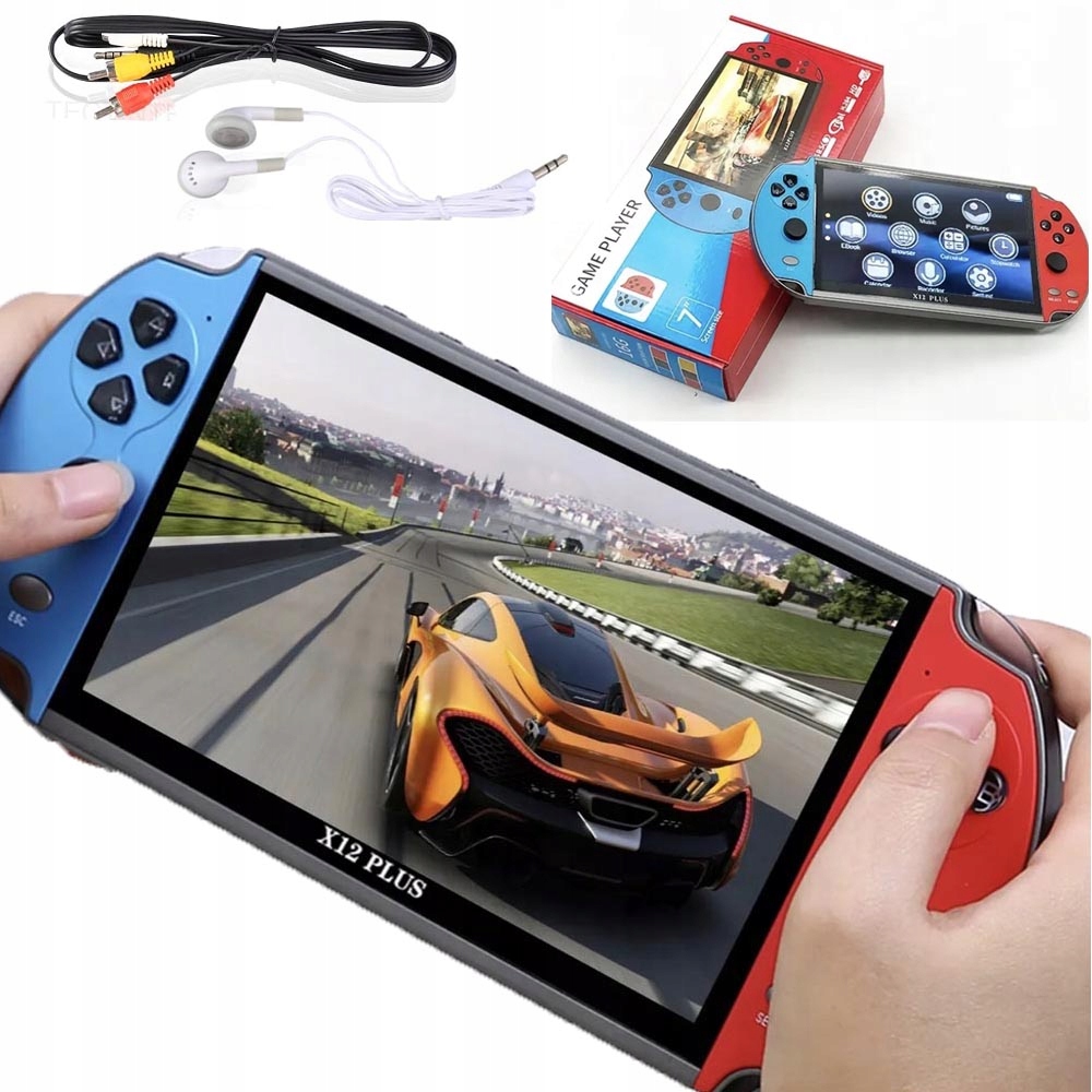 X12plus Konsola Przenośna Do Gier 1000 Gier Retro 16GB Menu Pl Tv 7"