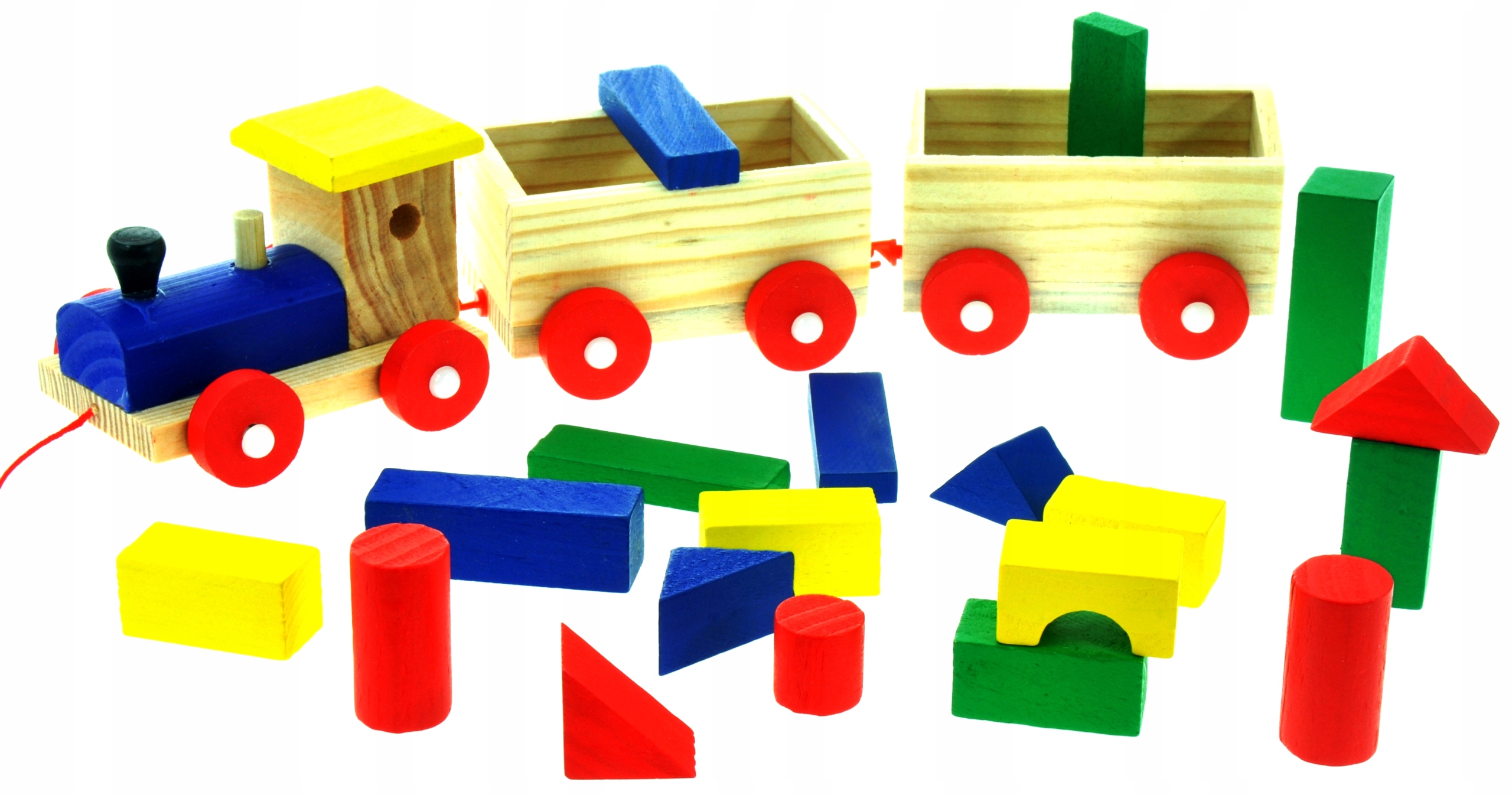 DUŻA DREWNIANA KOLEJKA POCIĄG KLOCKI