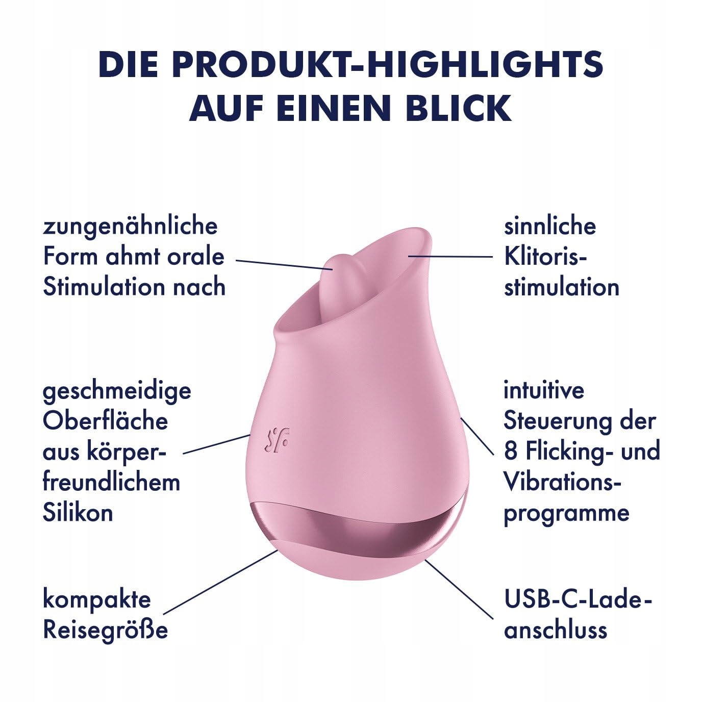 SATISFYER Wibrator Językowy Dla Kobiet 8 Trybów Wibracji Wodoodporny USB-C — miniatura 3