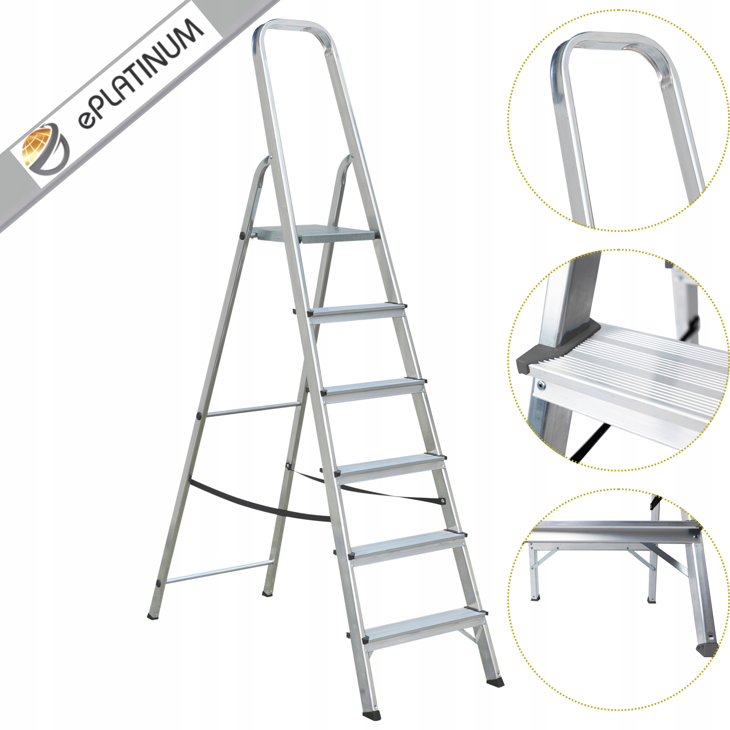 Rebrík domáca rebríková tyč hliníková jednostranná 6-stupňová 120 kg ePlatinum