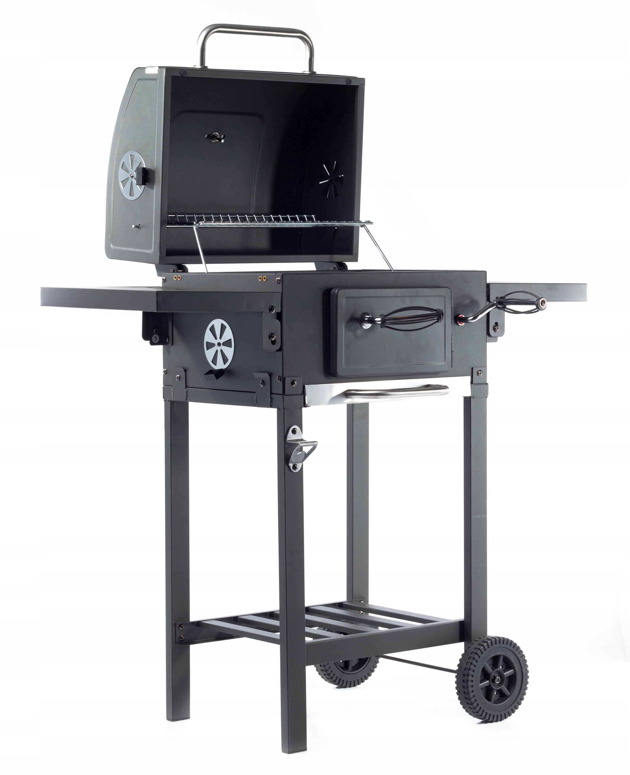 GRILL WĘGLOWY OGRODOWY Riwall RUSZT Z POKRYWĄ POPIELNIK +TERMOMETR Wykonanie rusztu stalowy