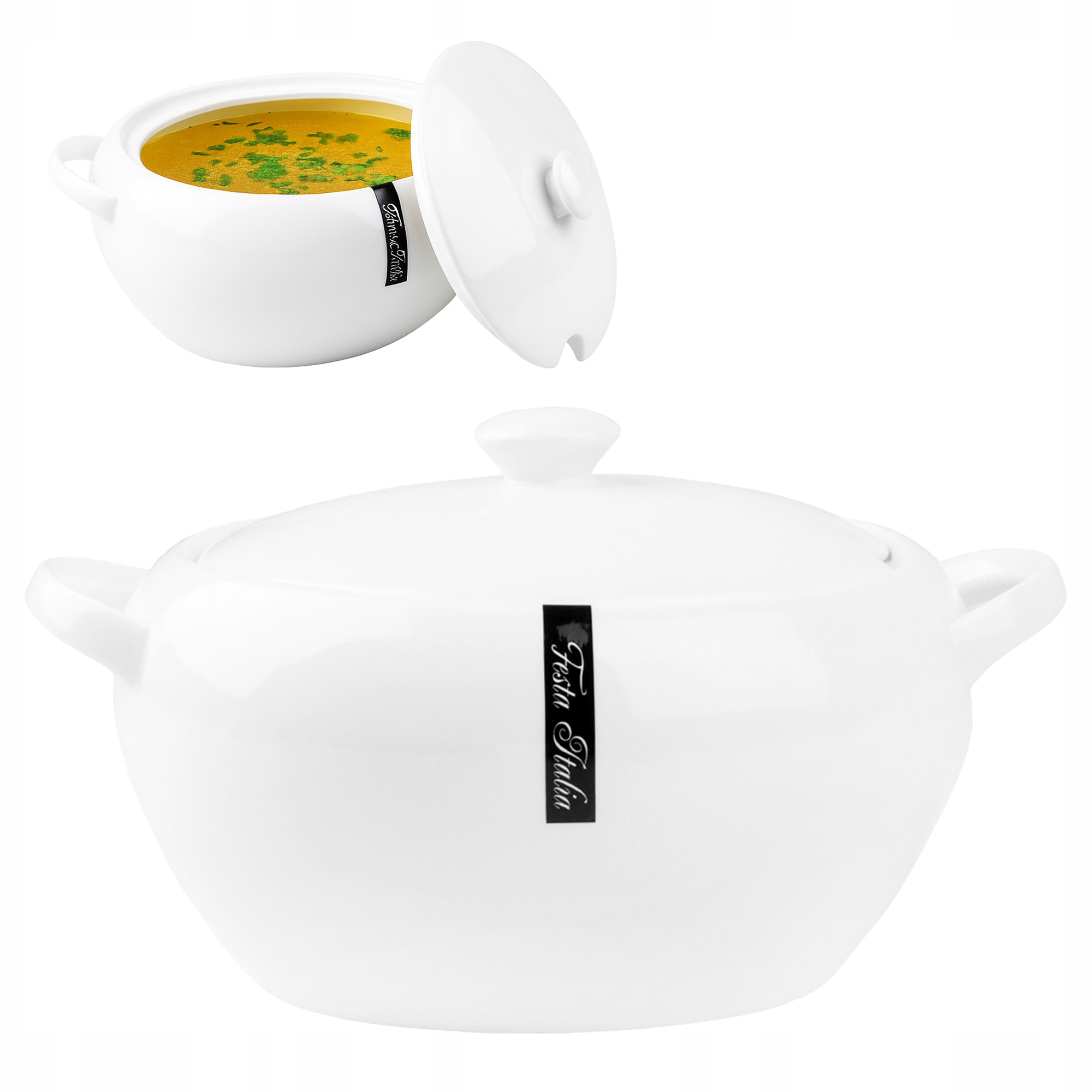 Váza Na Vývar, Polévku, Boršč, Porcelánová, Bílá, 3.1 L, Oválné Víko