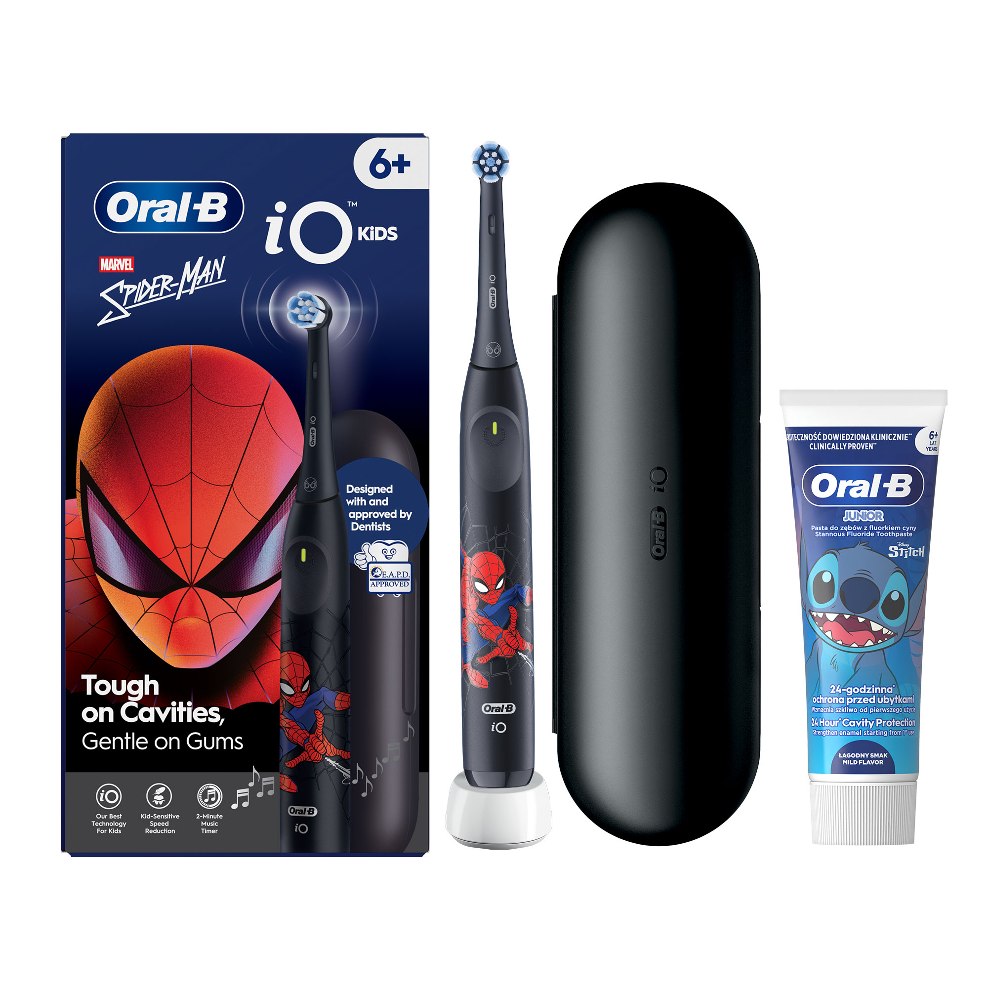 Zestaw dla dzieci szczoteczka elektryczna Oral-B iO2 Spiderman +etui+ pasta