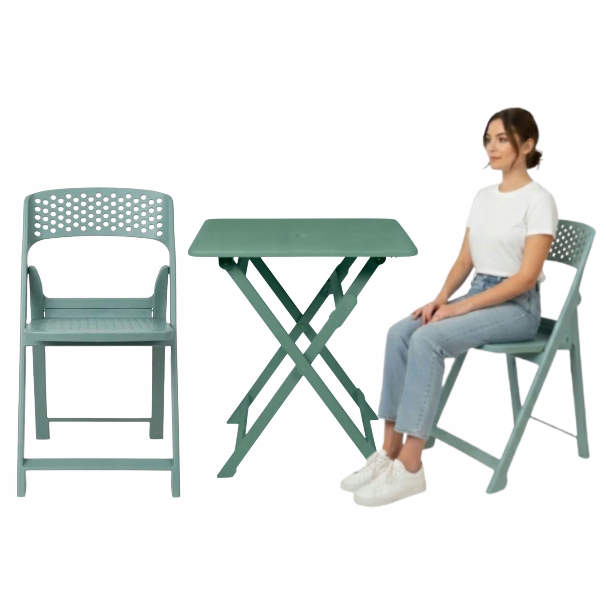 Sada nábytku na balkón 2x Skladacia stolička 46x44x76 cm Skladací stolík