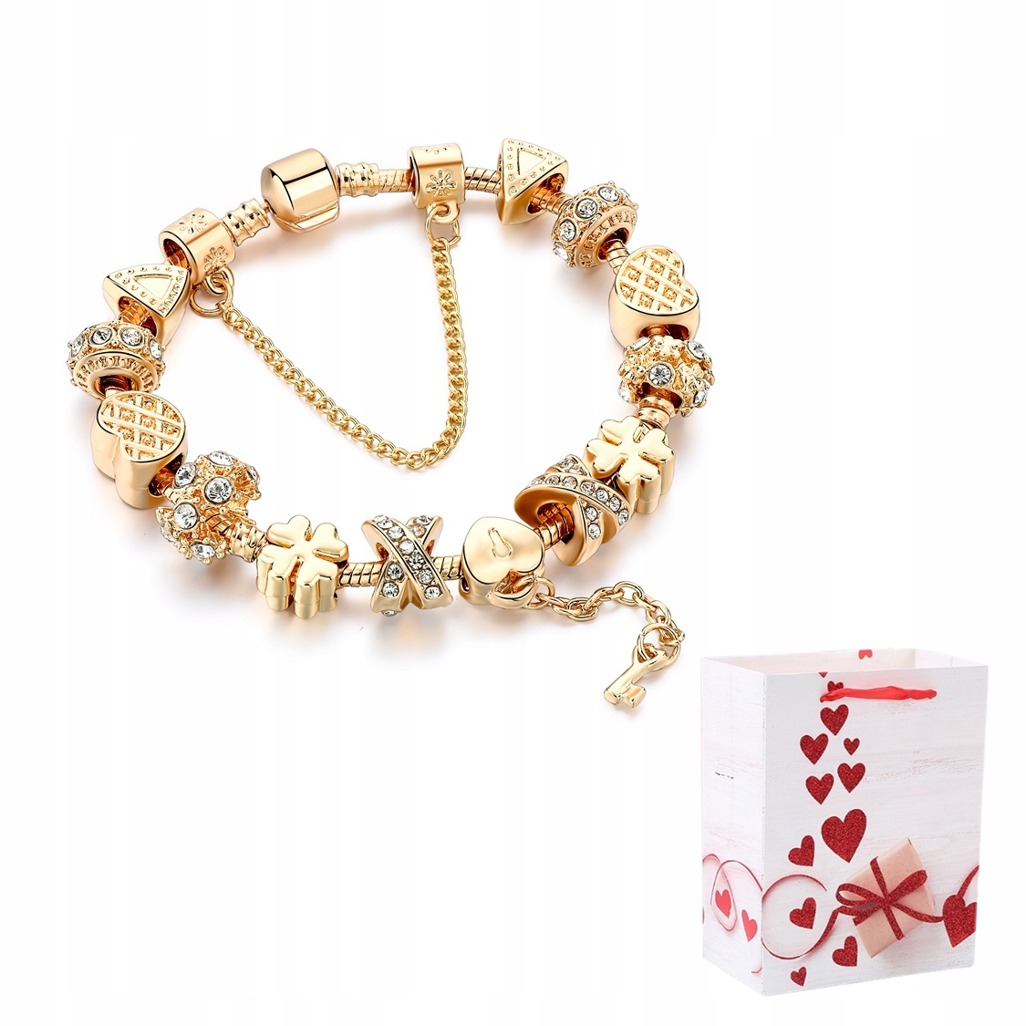 Dámsky Náramok Zlatá Modulárna Sada Charms Beads 20 cm Darček