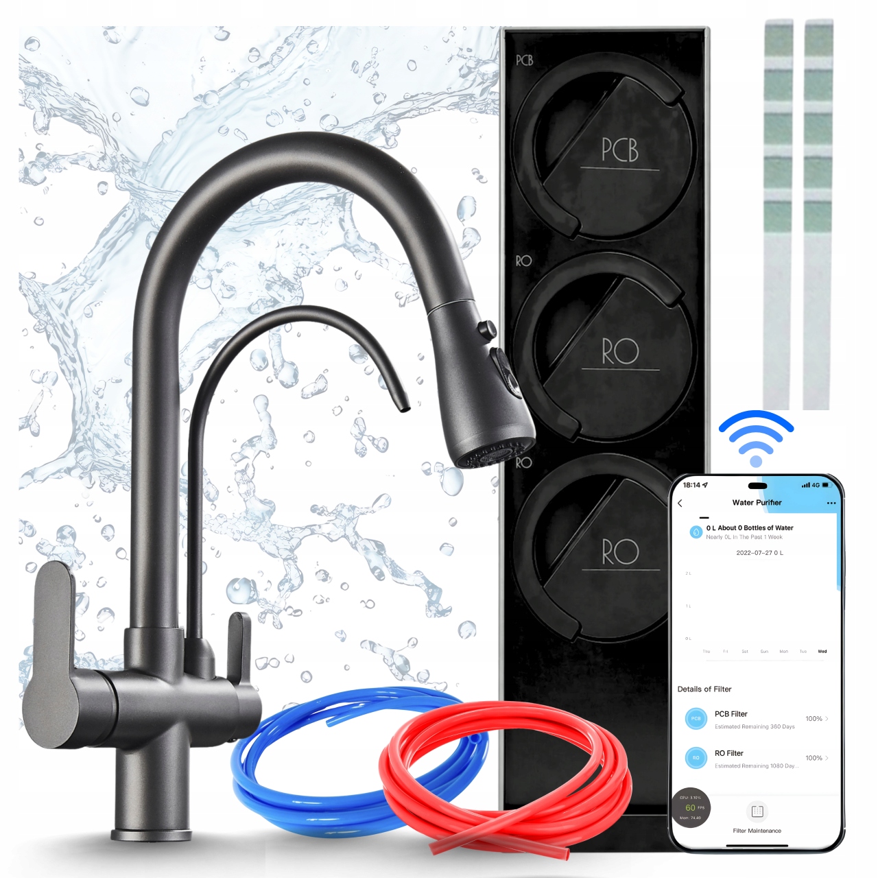 Vodný Filter Podskrinkový Midea 800GPD Smart Wifi A Kuchynská Batéria Pzh