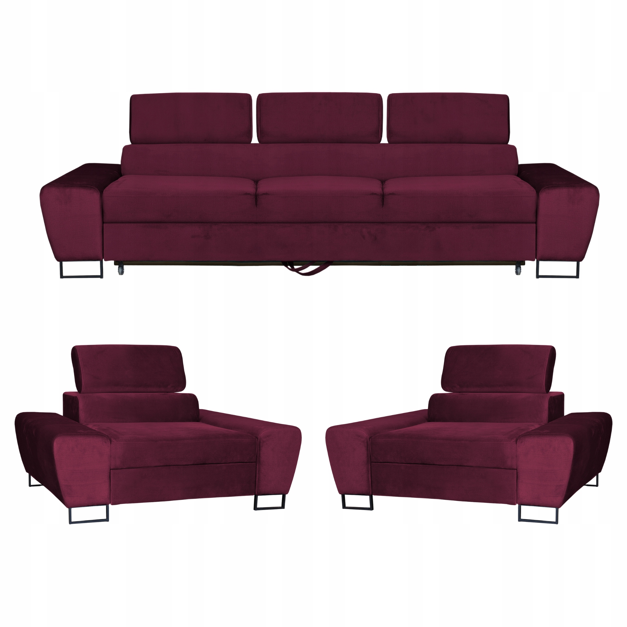 Sada sedacího nábytku Bosso Sofa 3os křesla vínová Family Meble