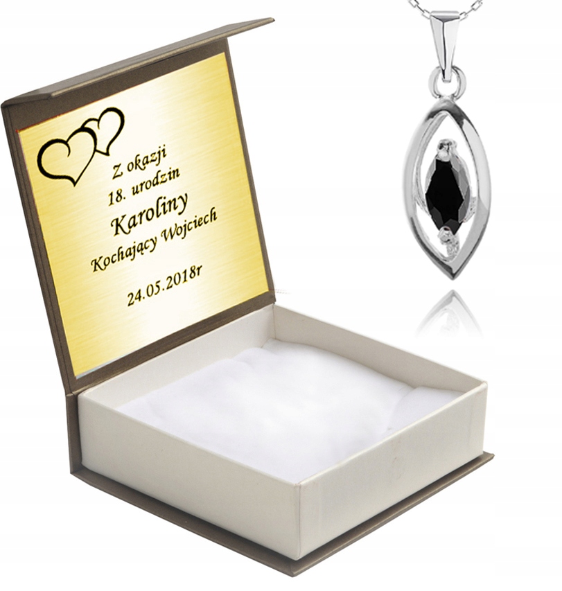 

Wisiorek Srebrny Z Czarną Cyrkonią I Łańcuszkiem