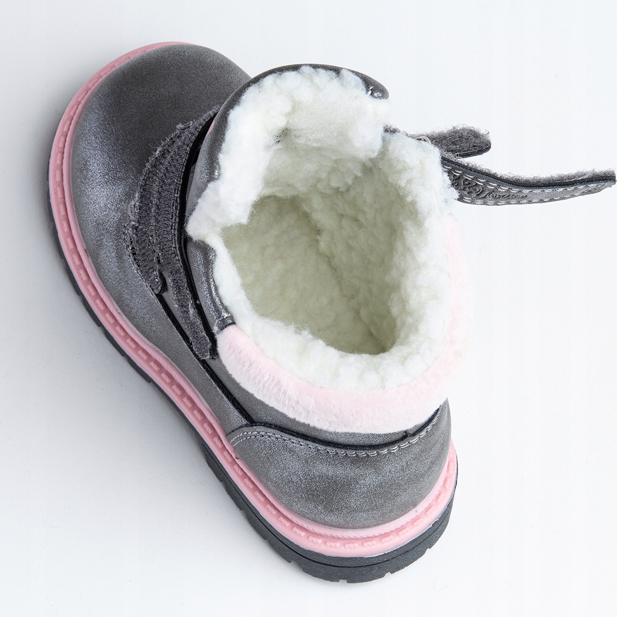 Trzewiki dziewczęce OCIEPLANE kożuszek BIEŻNIK trapery RZEPY Wojtyłko Długość wkładki wew. 14 cm