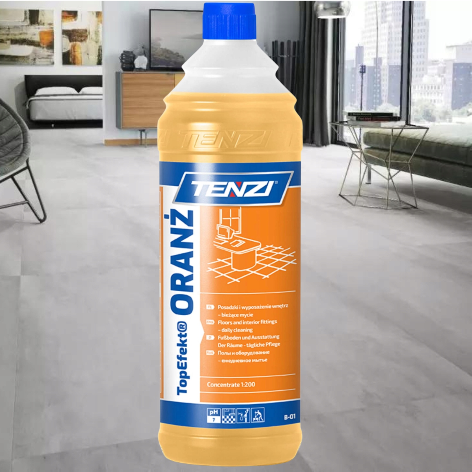 Płyn do mycia podłóg płytek gresu paneli parkietu Tenzi TopEfekt Oranż 1L Marka Tenzi