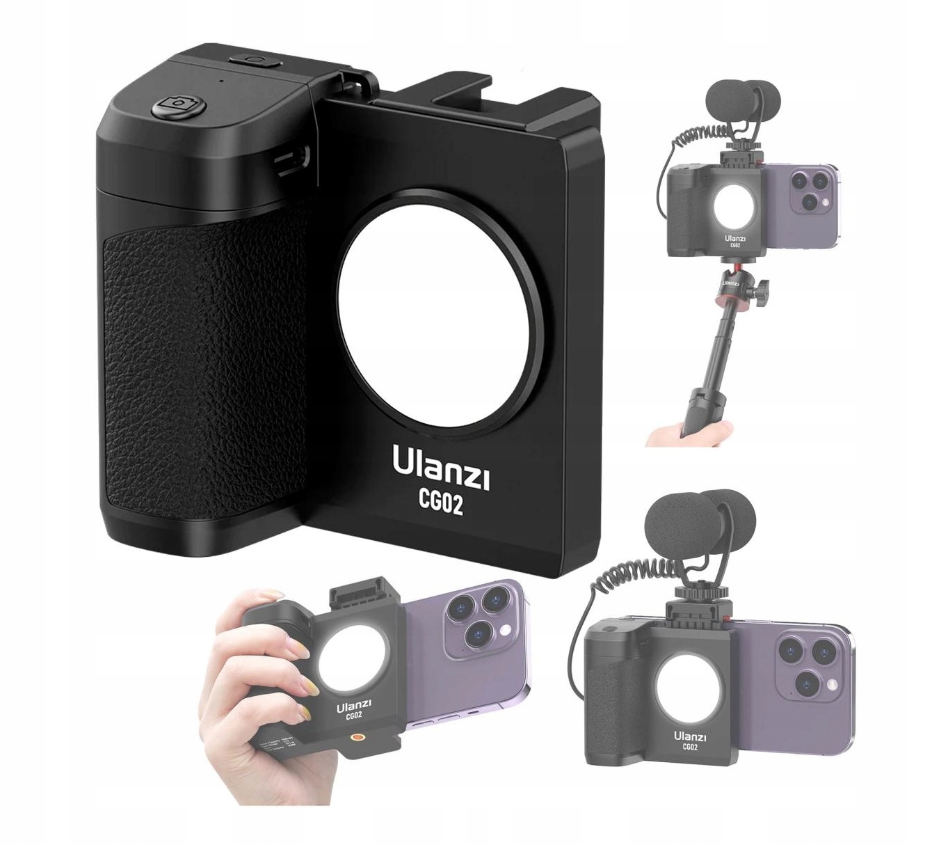 Držák gripu pro smartphone Ulanzi CG02 dálkové ovládání Bluetooth svítilna