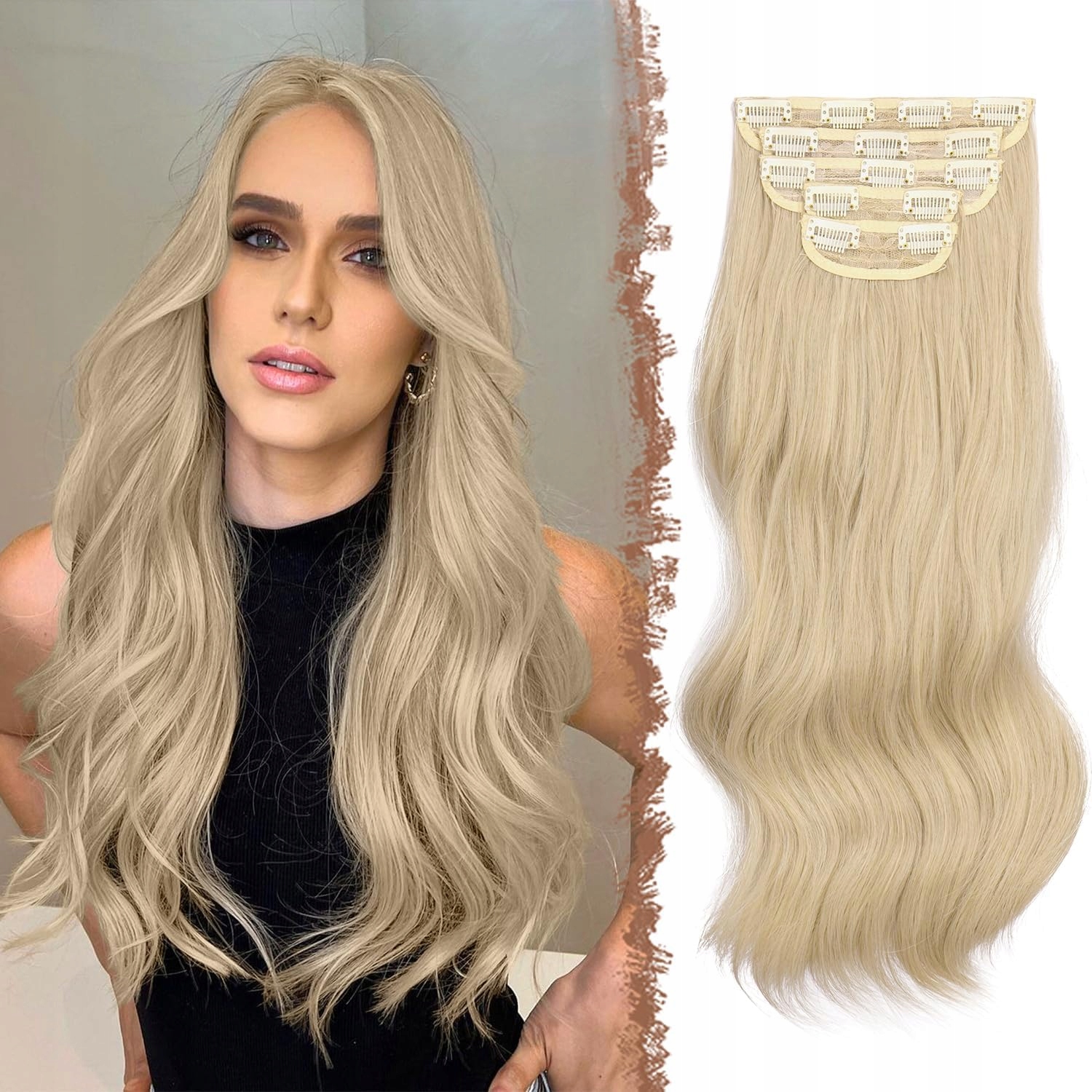 Paruka dlouhé syntetické blond vlasy Feshfen dámská 5 dílů