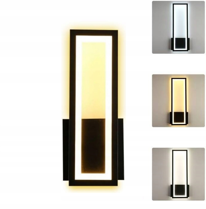 Kinkiety Lampa Ścienne Led Kinkiet Czarna Do Salonu 3000K 4500K 6500K 27W