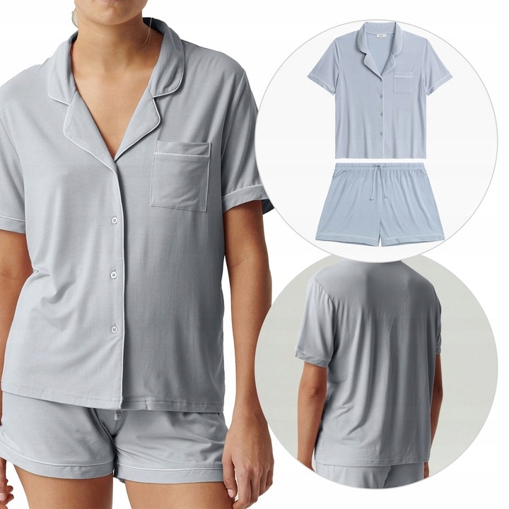 Dámské Pyžamo S Krátkým Rukávem Kraťasy Modal Atlantic NLP496/MODRÁ/S