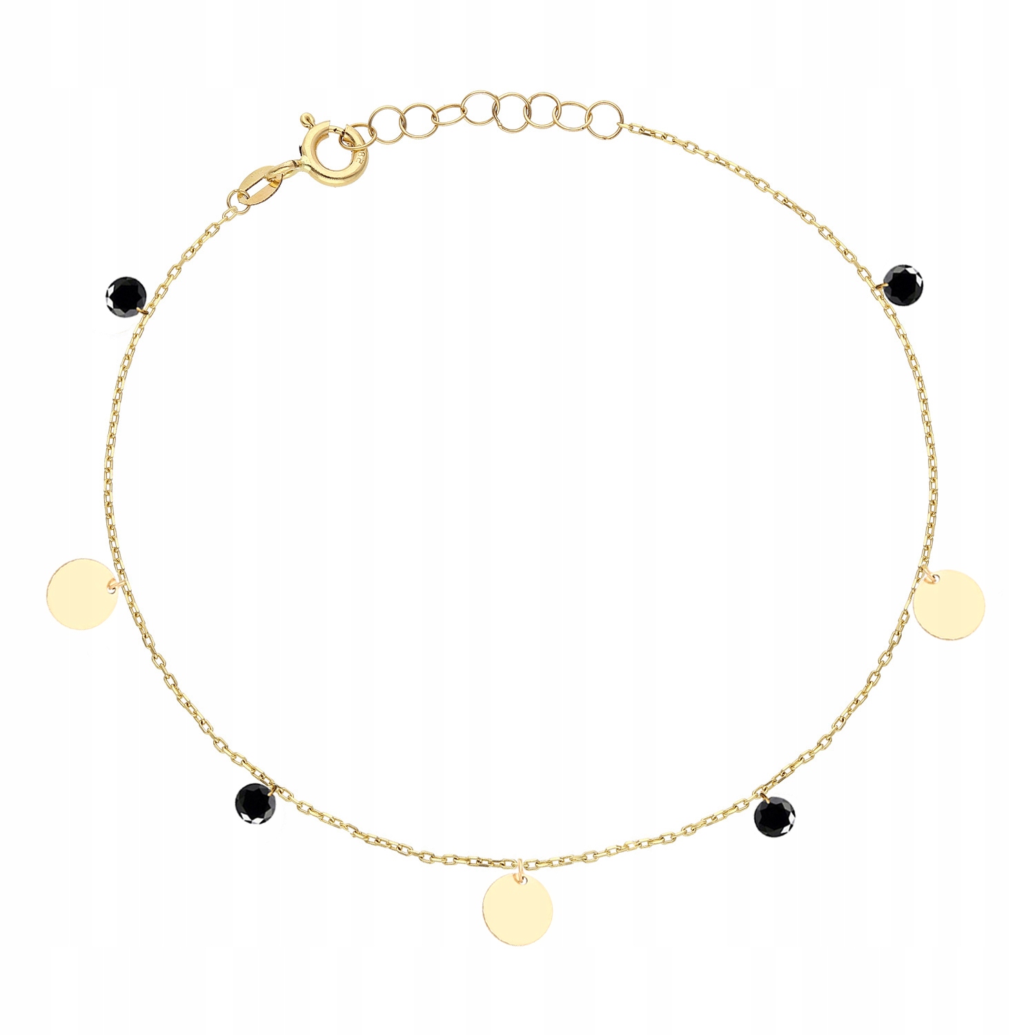 Zlatý náramek kolečka černé zirkony PR.585