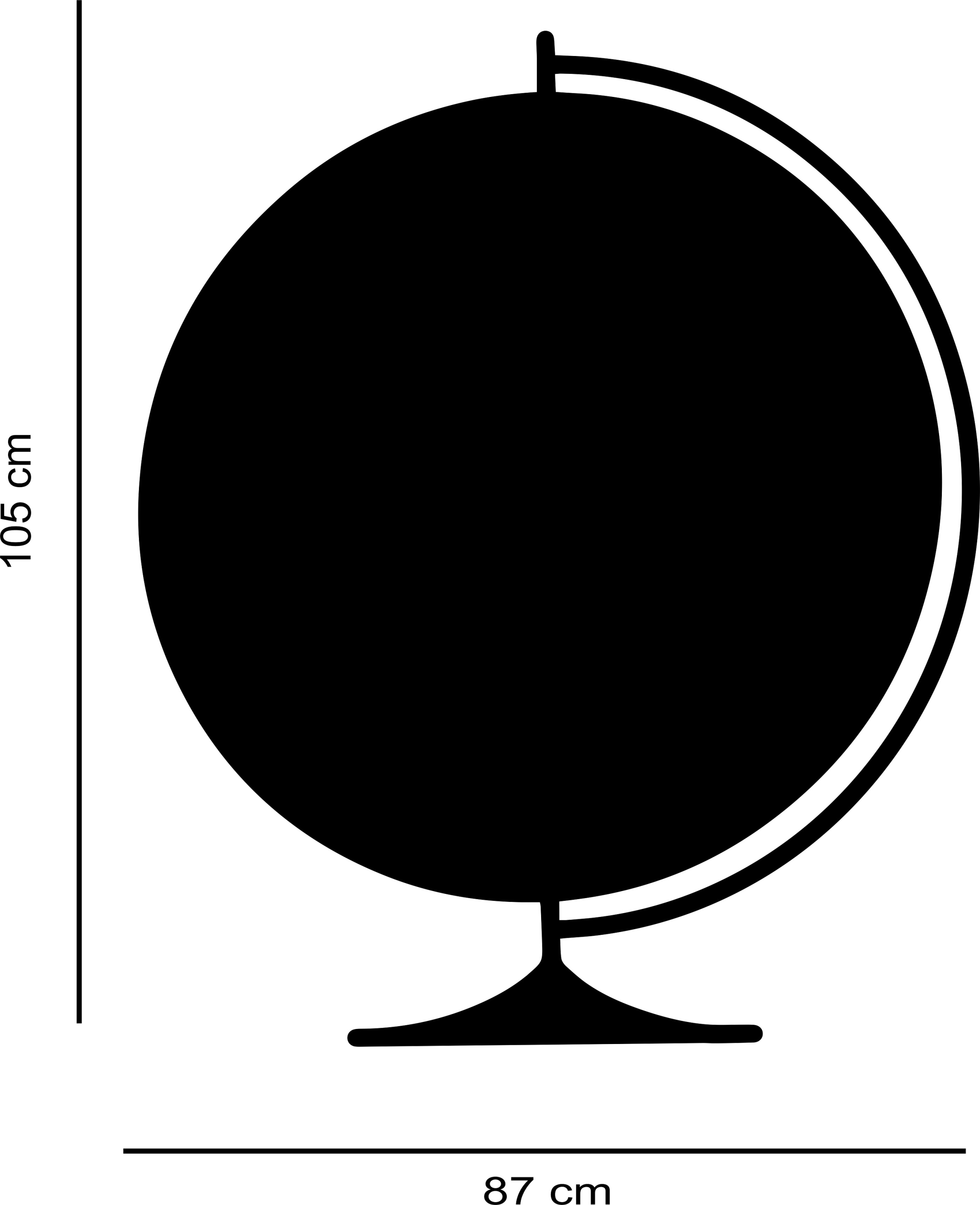 Na Magnety Glob glóbus svet hladká kovová tabuľa Biela Čierna 105x87