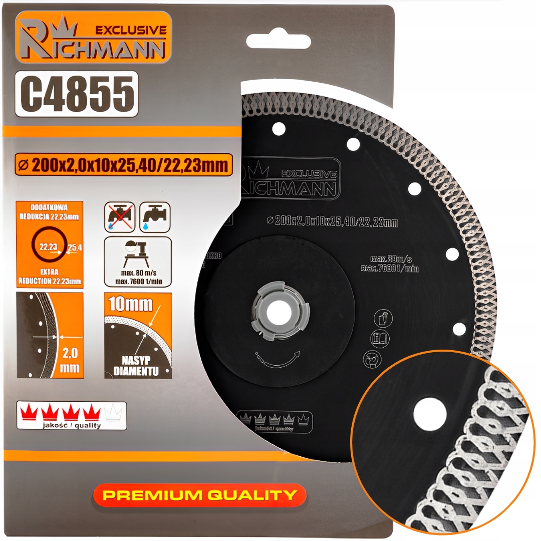 Diamantový Kotouč Tenký Na Dlažbu 200x2x25,4/22,23 mm Gres Richmann C4855