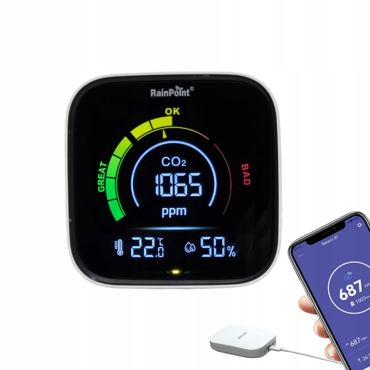 Detektor snímača oxidu uhličitého CO2 Monitor vlhkosti a teploty