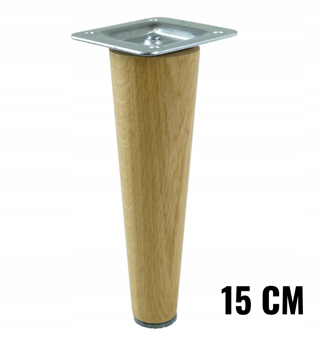 

1x Nóżka dębowa prosta lakierowana z blachą 15 cm