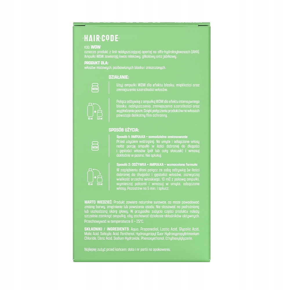 Ampułki Hair Code WOW aktywizujące blask 4 x 5 ml Stan opakowania oryginalne