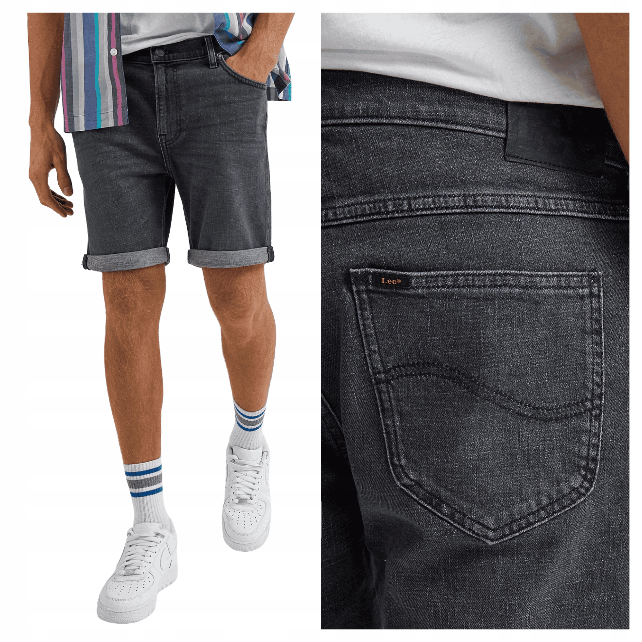 Pánské šortky Lee Rider Šedé bavlněné džínové Worn In Shadow W31