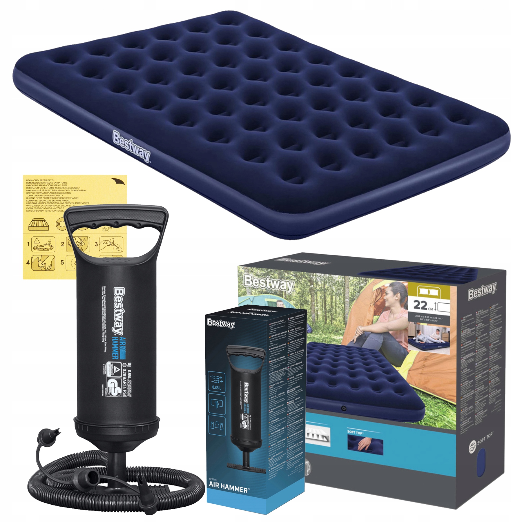 Bestway 67003 Sada 2v1 Matrace Dvoumístná Velurová Pumpička