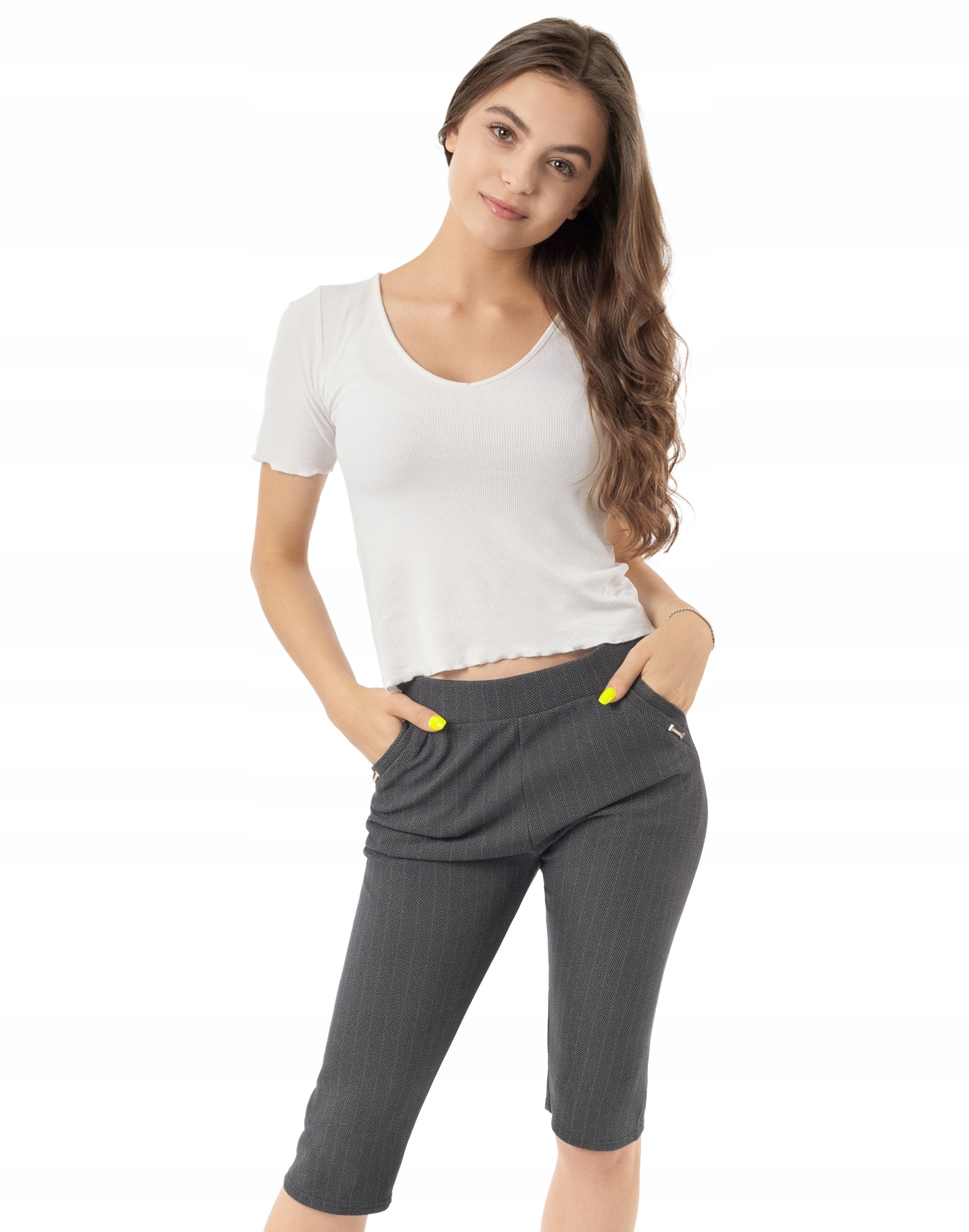 

Eleganckie Spodnie Rybaczki Damskie 3/4 7812-1 4XL