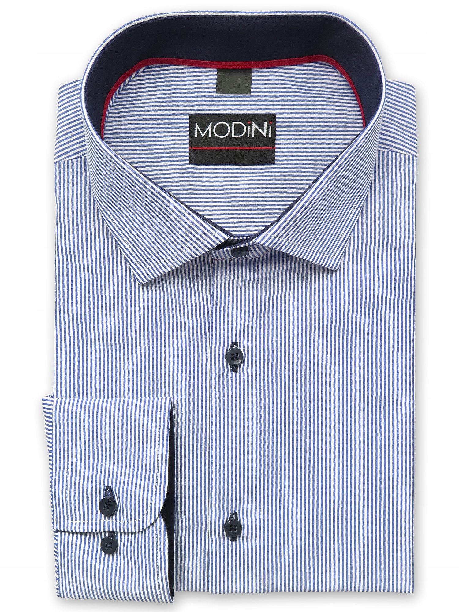 Biała niebieska koszula męska w prążki Modini Y57 188-194 47-Regular