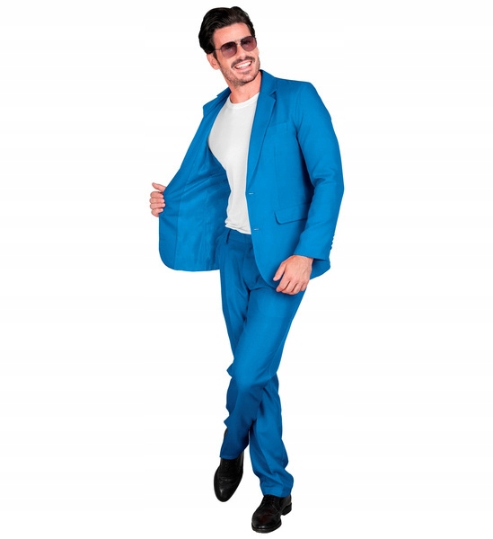 Kostým Pánský Oblek Modrý Disco Silvestr Karneval Zábava XXL