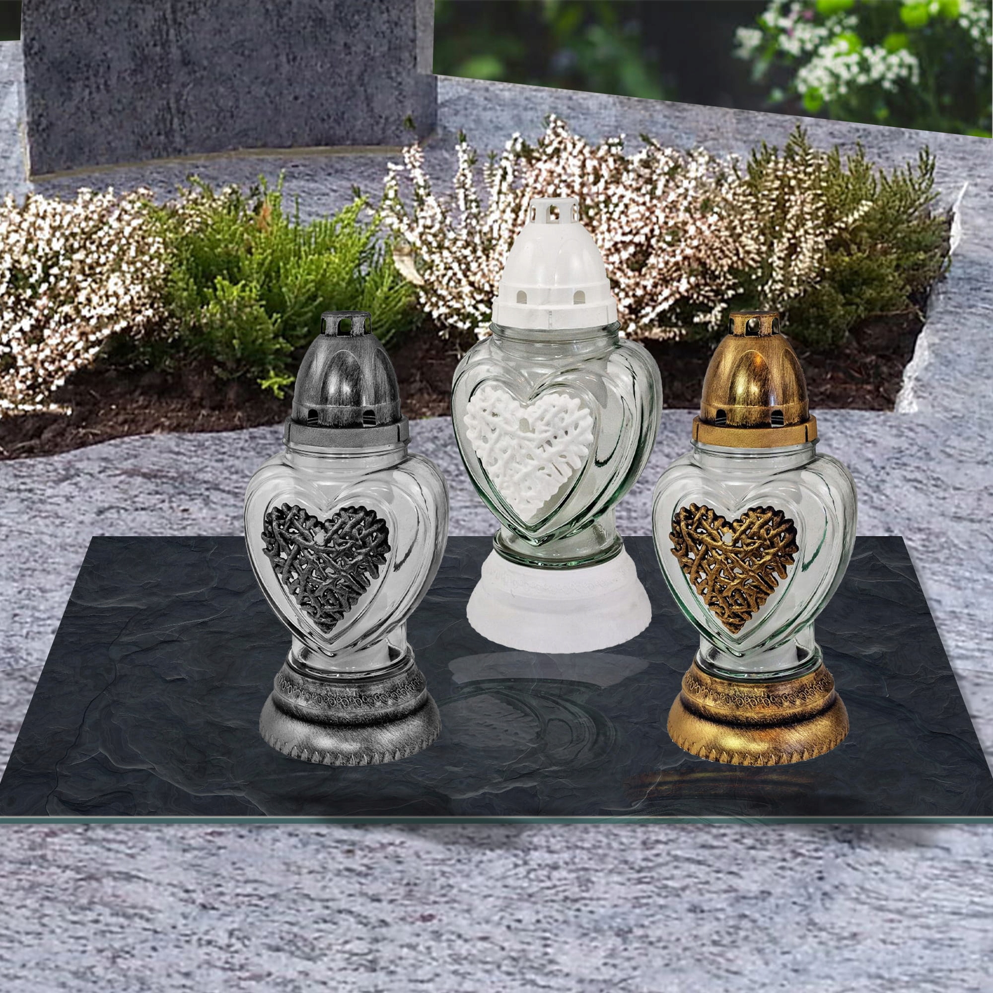 SZKLANA PODSTAWKA POD ZNICZE 60x20cm Skała 74c Materiał szkło hartowane